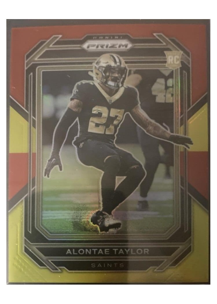 2022 Panini Prizm Base Set Alontae Taylor Red Yellow #392 card