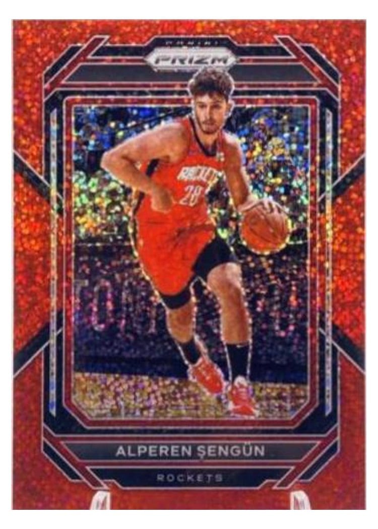 2022-23 Panini Prizm Base Set Alperen Sengun Red Sparkle Prizm #178 card