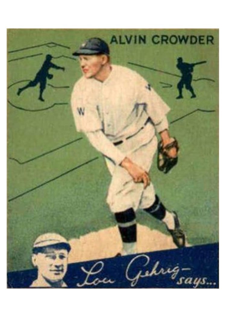 1934 World Wide Gum Alvin Crowder #65 card