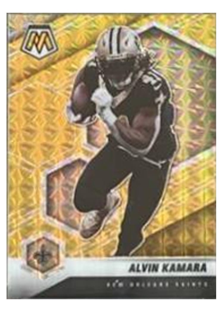 2021 Panini Mosaic Base Set Alvin Kamara Gold Mosaic #146 card