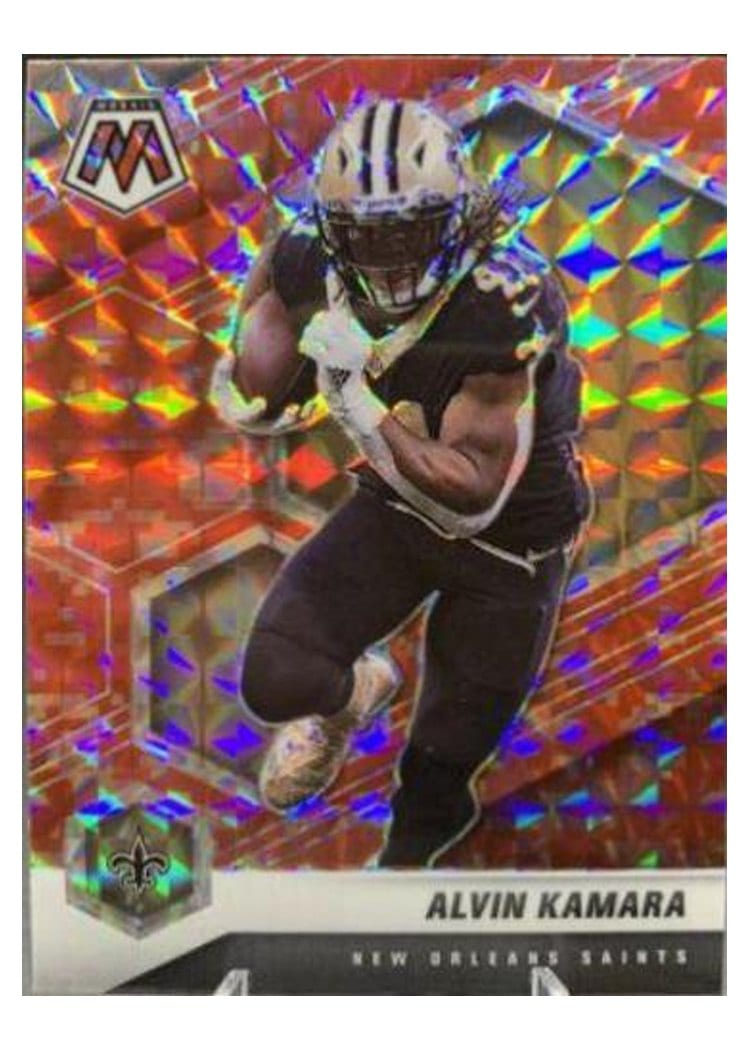 2021 Panini Mosaic Base Set Alvin Kamara Camo Red Mosaic #146 card