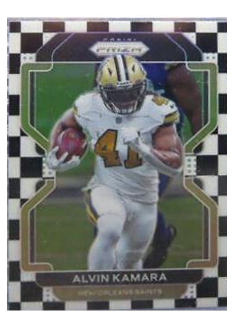 2021 Panini Prizm Base Set Alvin Kamara Black and White Checker Prizm #304 card
