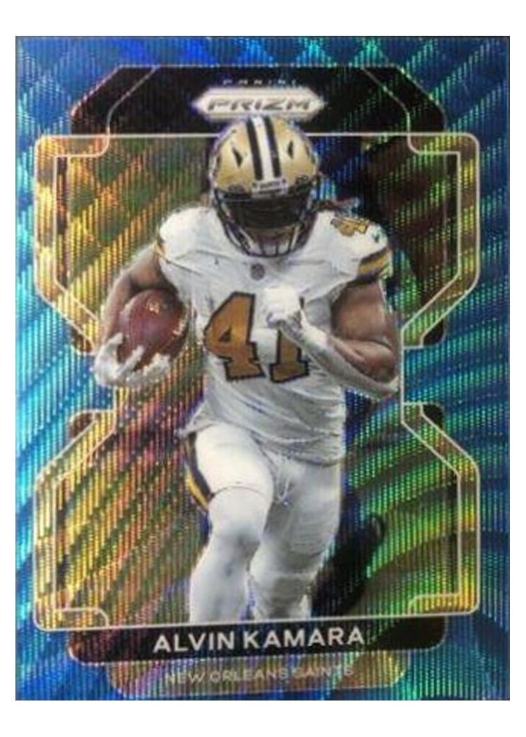 2021 Panini Prizm Base Set Alvin Kamara Blue Wave Prizm #304 card