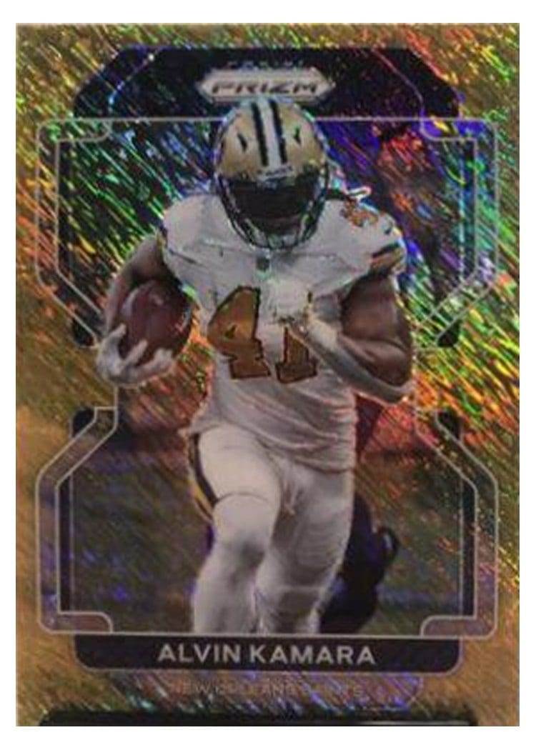 2021 Panini Prizm Base Set Alvin Kamara Gold Shimmer #304 card