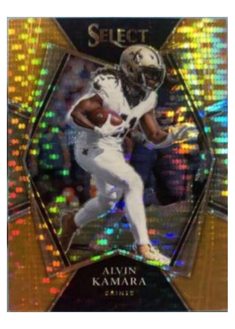 2021 Panini Select Base Set Alvin Kamara Neon Orange Pulsar #125 card