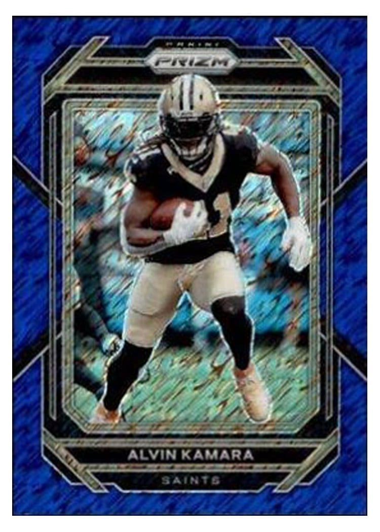 2022 Panini Prizm Base Set Alvin Kamara Blue Shimmer #208 card