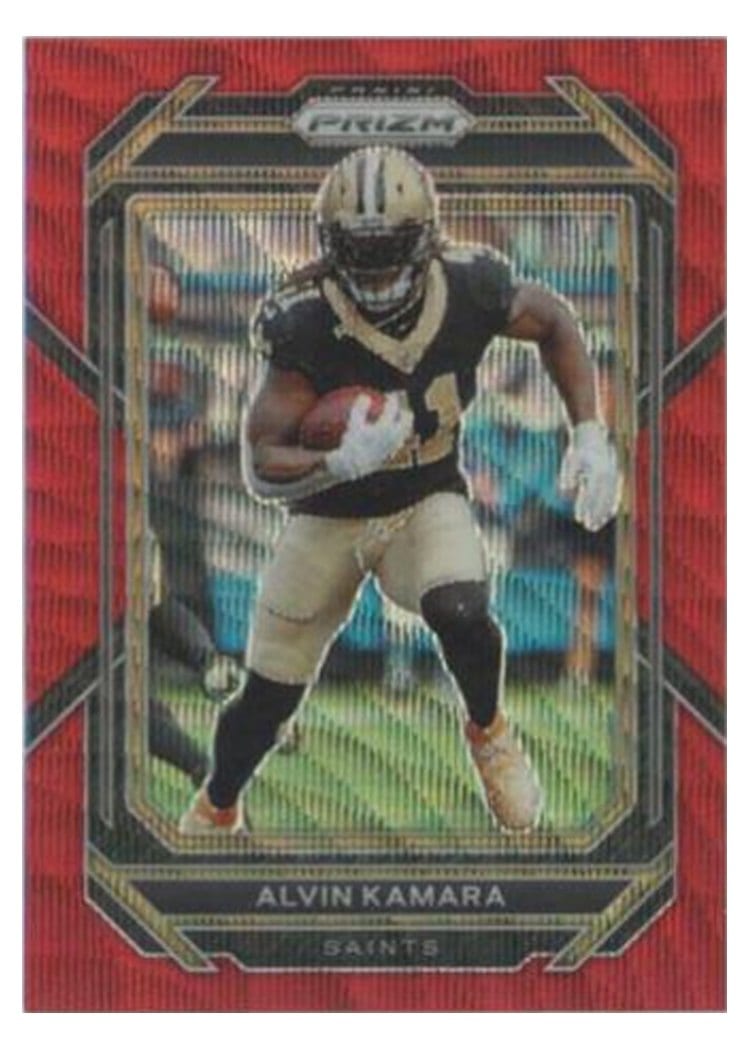 2022 Panini Prizm Base Set Alvin Kamara Red Wave #208 card