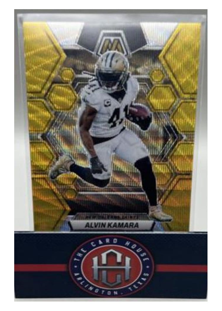 2023 Panini Mosaic Base Set Alvin Kamara Gold Wave #169 card