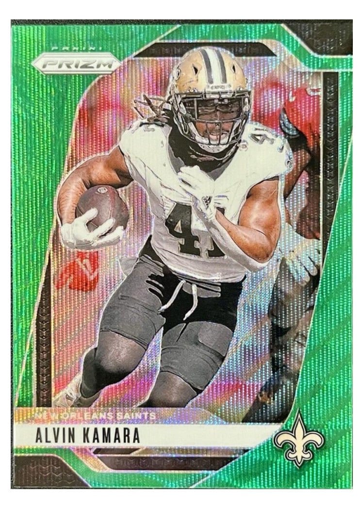 2024 Panini Prizm Base Set Alvin Kamara Green Wave #204 card