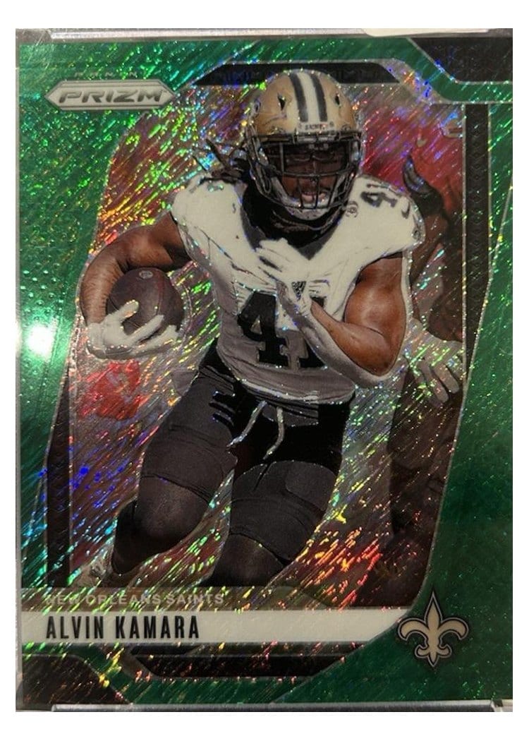2024 Panini Prizm Base Set Alvin Kamara Green Shimmer #204 card