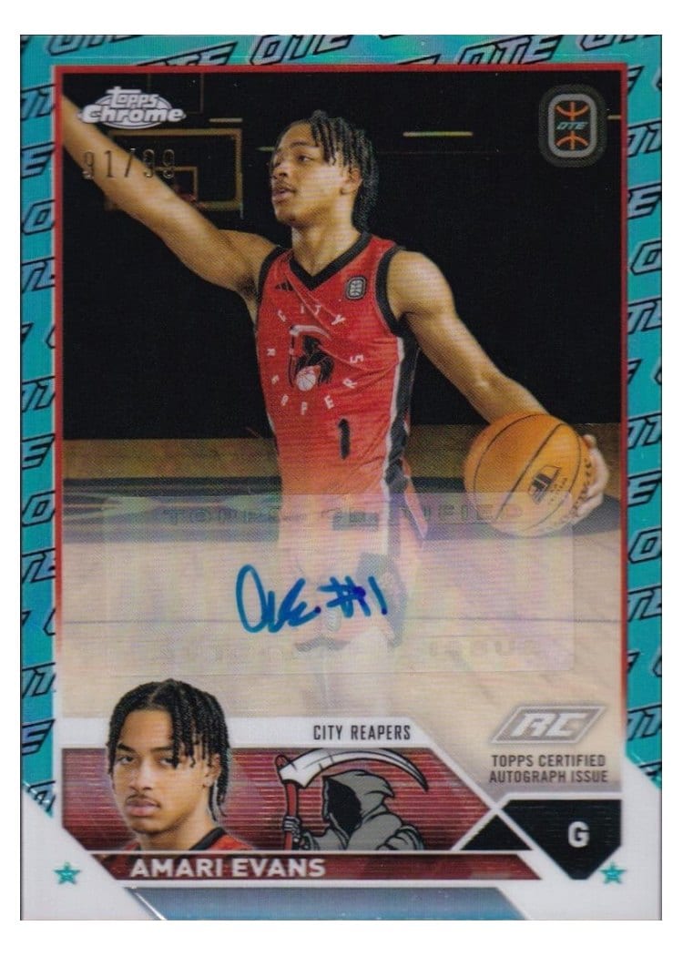 2023-24 Topps Chrome OTE Chrome Autographs Amari Evans #A-AE card