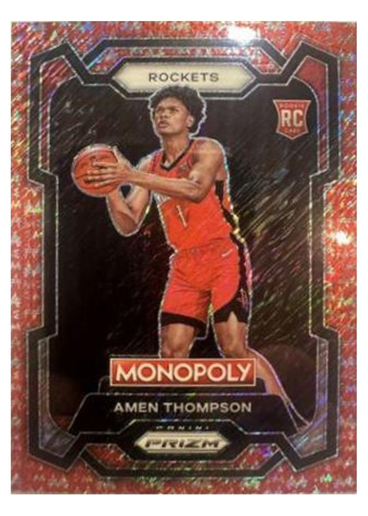2023-24 Panini Prizm Monopoly Base Set Amen Thompson Red Millionaire Shimmer #33 card