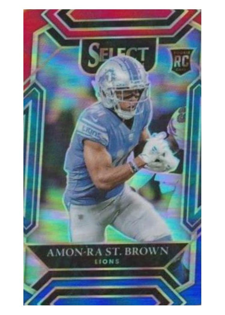 2021 Panini Select Base Set Amon-Ra St. Brown Red and Blue Die Cut #273 card