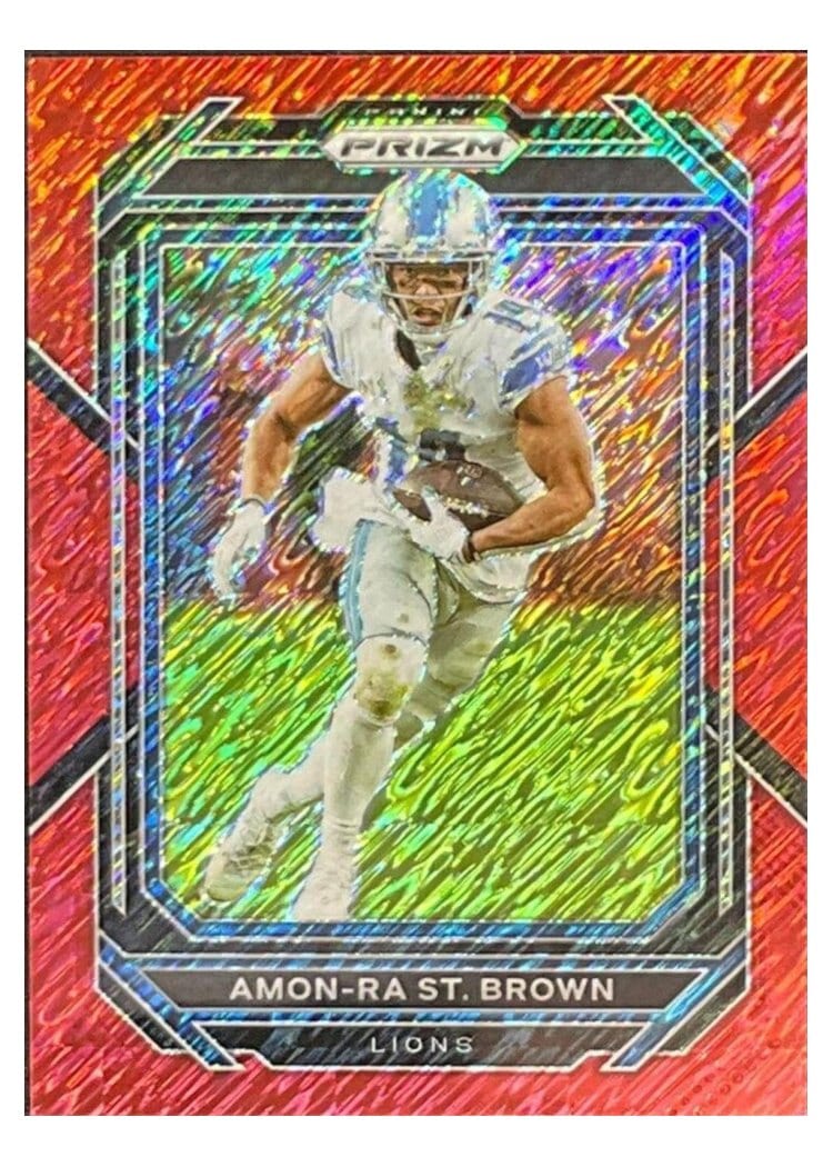 2022 Panini Prizm Base Set Amon-Ra St. Brown Red Shimmer #98 card