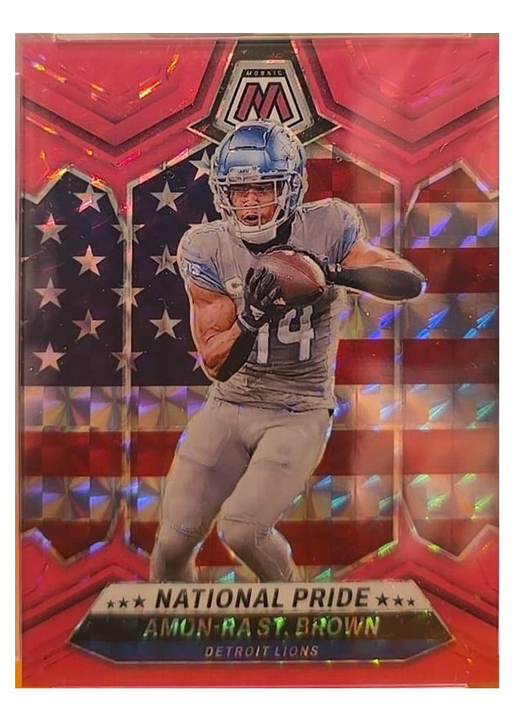 2024 Panini Mosaic Base Set Amon-Ra St. Brown Pink Fluorescent #263 card