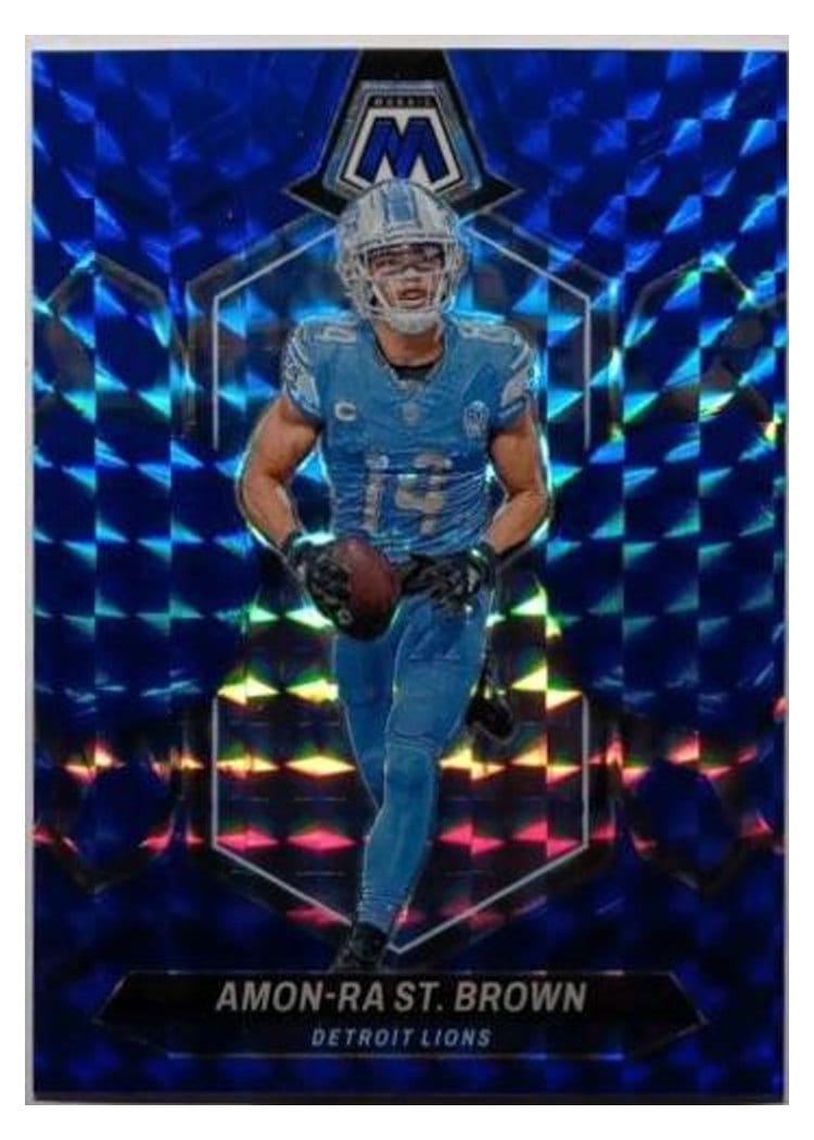 2024 Panini Mosaic Base Set Amon-Ra St. Brown Blue #74 card