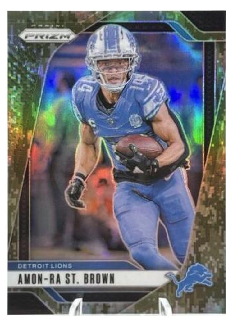 2024 Panini Prizm Base Set Amon-Ra St. Brown Forest Camo #95 card