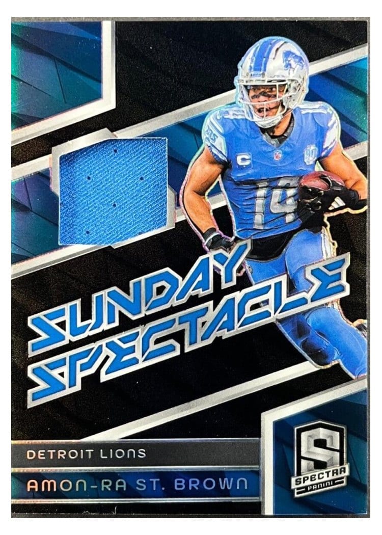 2024 Panini Spectra Sunday Spectacle Relics Amon-Ra St. Brown #SS-ARS card