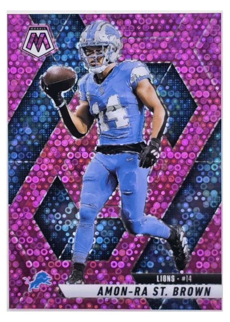 2025 Panini Mosaic Base Set Amon-Ra St. Brown No Huddle Pink #2 card