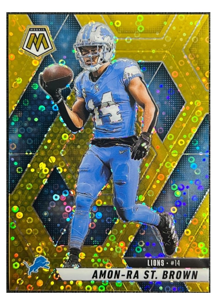 2025 Panini Mosaic Base Set Amon-Ra St. Brown No Huddle Gold #2 card