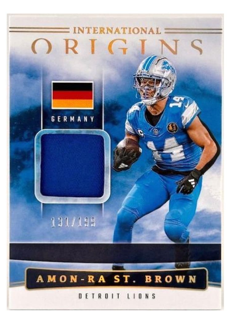 2025 Panini Origins International Origins Relics Amon-Ra St. Brown #10 card