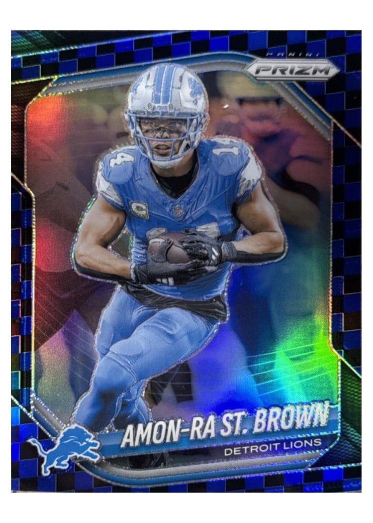 2025 Panini Prizm Base Set Amon-Ra St. Brown Black White Checker #187 card
