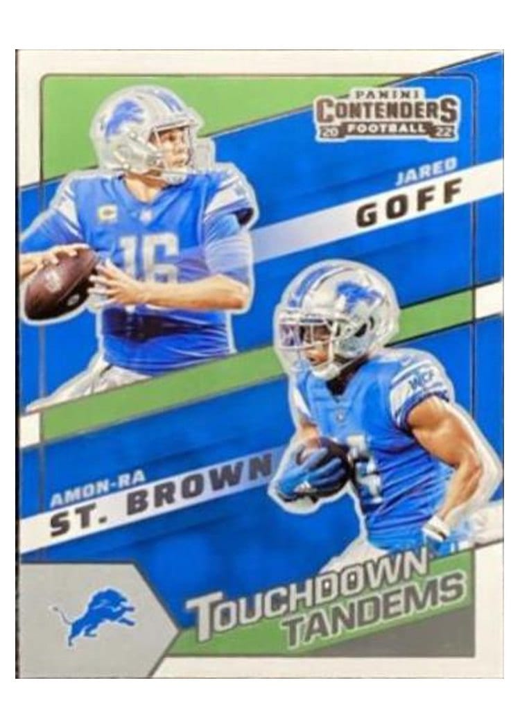 2022 Panini Contenders Touchdown Tandems Amon-Ra St. Brown / Jared Goff #TDT-DET card