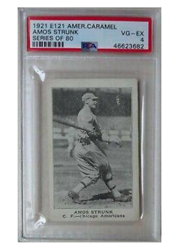 1921 E121 American Caramel Series of 80 Amos Strunk card