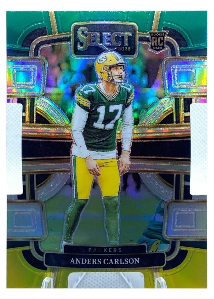 2023 Panini Select Base Set Anders Carlson Green Yellow Prizm Die-Cut #36 card