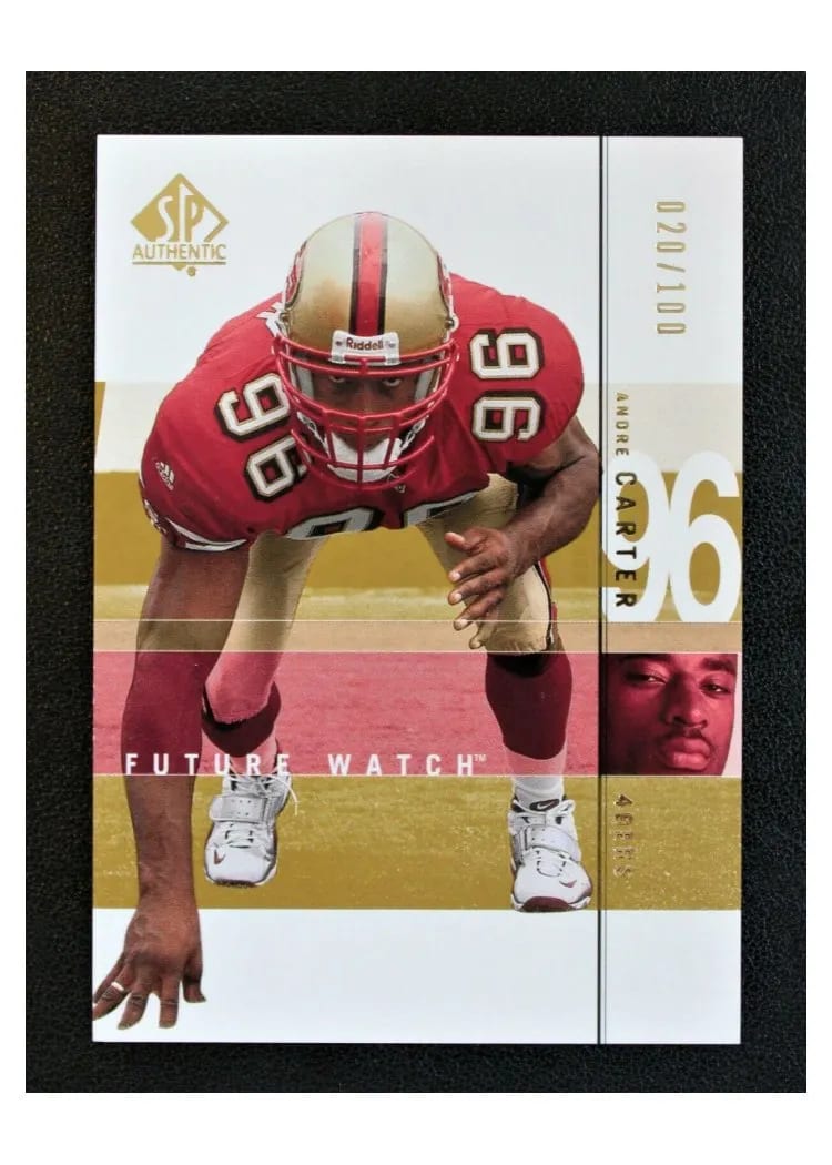 2001 SP Authentic Andre Carter Gold #100 card