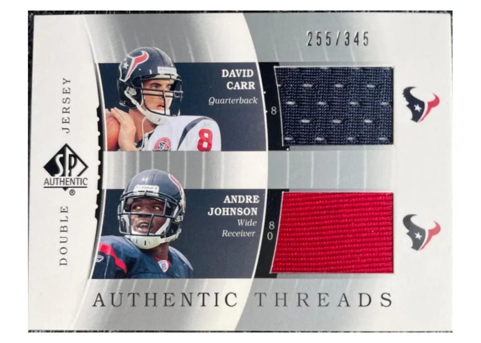 2003 SP Authentic Threads Andre Johnson #JC-AJ card