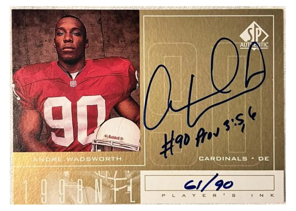 1998 SP Authentic Player's Ink Andre Wadsworth #AW card