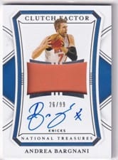 2020-21 Panini National Treasures Clutch Factor Signatures Andrea Bargnani #CF-ABG card