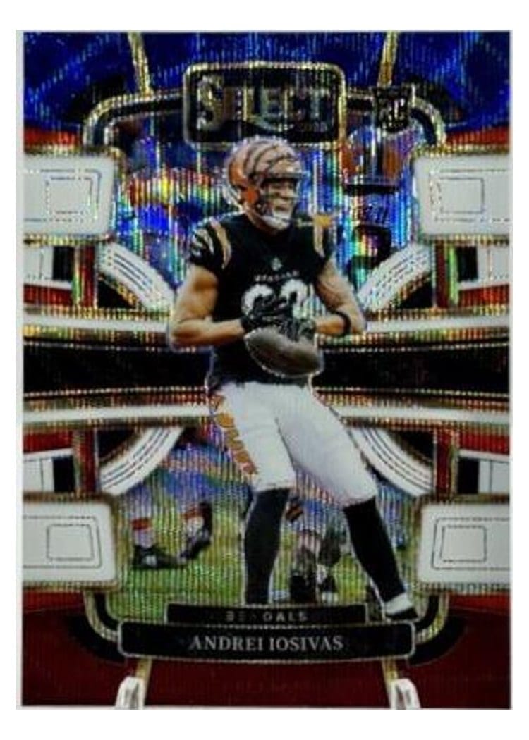 2023 Panini Select Base Set Andrei Iosivas Red Blue Prizm Die-Cut #21 card