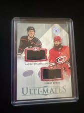 2023-24 Upper Deck Ultimate Collection Ulti-Mates Dual Jersey Andrei Svechnikov/Brent Burns #UTM-BS card