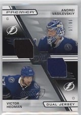 2021-22 Upper Deck Premier Premier Dual Jersey Andrei Vasilevskiy/Victor Hedman #PD-VH card