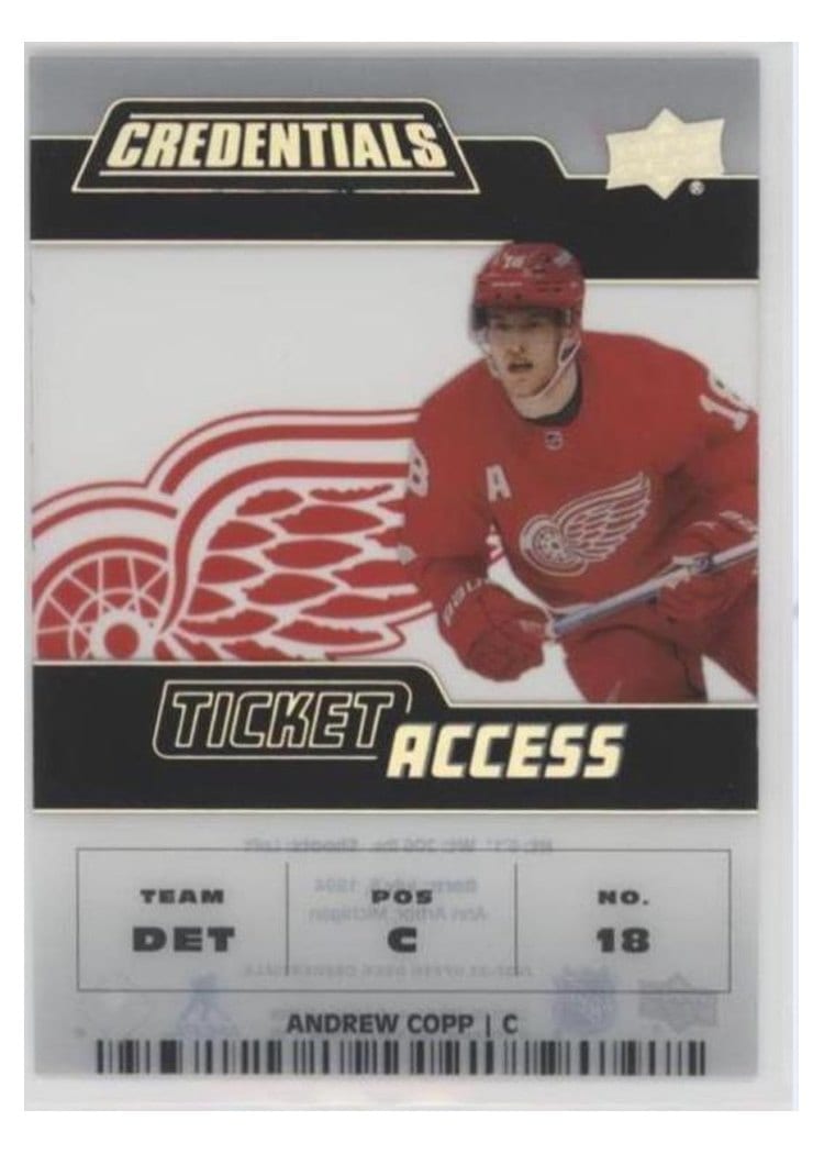 2022-23 Upper Deck Credentials Acetate Ticket Access Andrew Copp #TA-AC card
