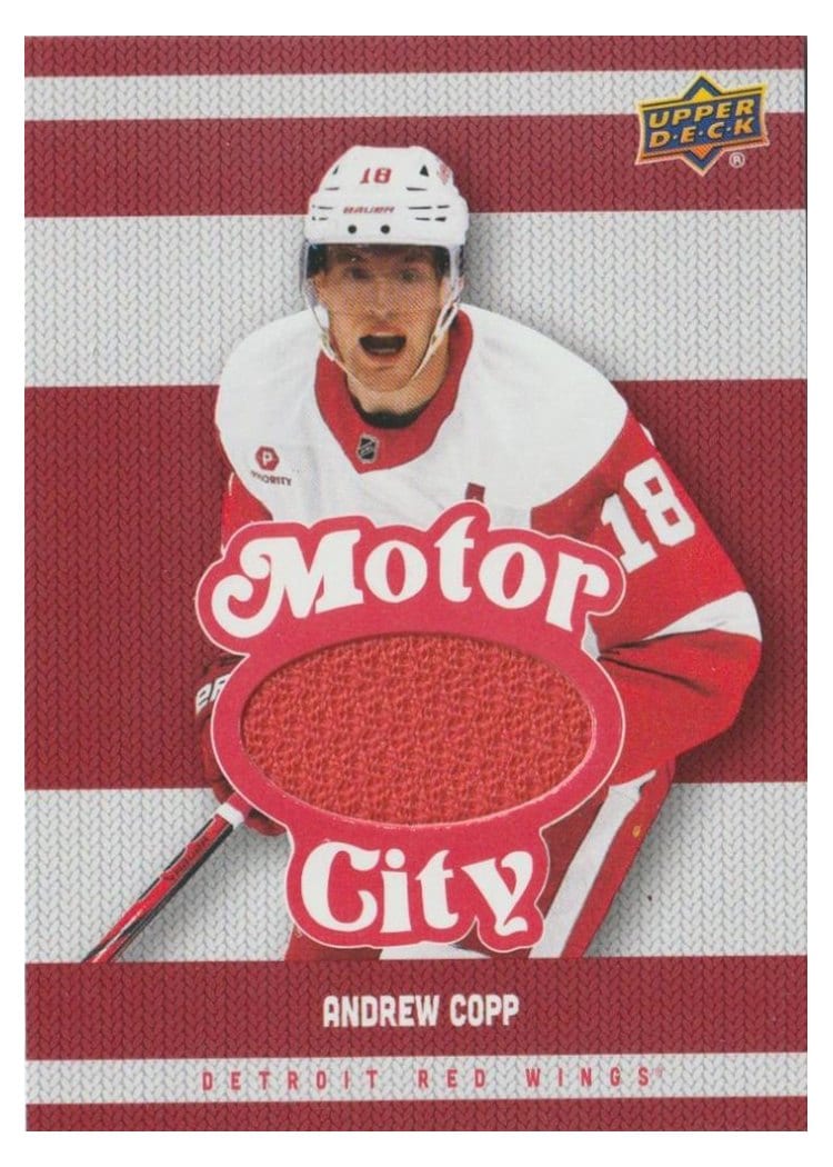 2025-26 Upper Deck Detroit Red Wings Centennial Motor City Premium Materials Andrew Copp #MCM-AC card