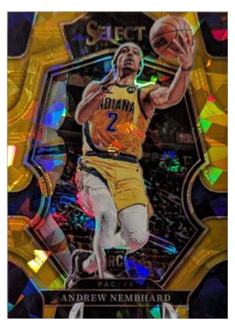 2022-23 Panini Select Base Set Andrew Nembhard Gold Cracked Ice Prizm #186 card