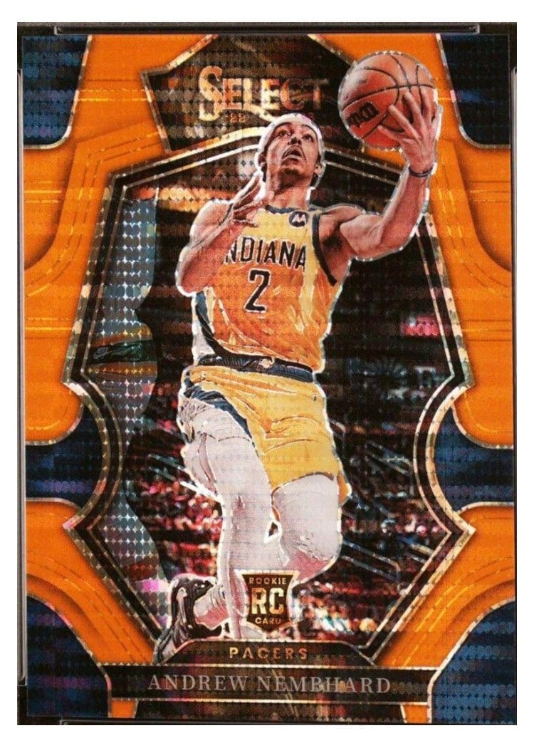 2022-23 Panini Select Base Set Andrew Nembhard Neon Orange Pulsar Prizm #186 card