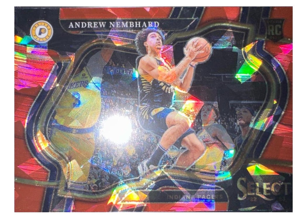 2022-23 Panini Select Base Set Andrew Nembhard Red Cracked Ice Prizm #280 card