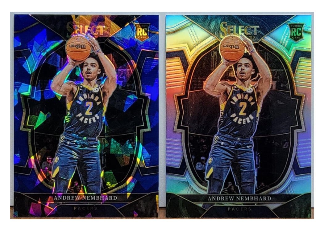 2022-23 Panini Select Base Set Andrew Nembhard Blue Cracked Ice Prizm #77 card