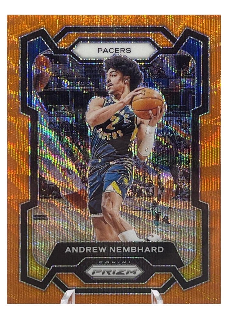 2023-24 Panini Prizm Base Set Andrew Nembhard Orange Wave #211 card