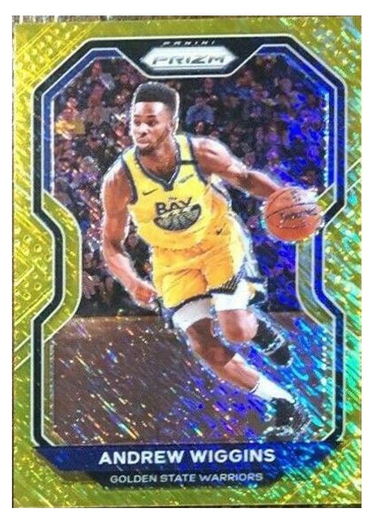 2020-21 Panini Prizm Base Set Andrew Wiggins Gold Shimmer Prizm #132 card