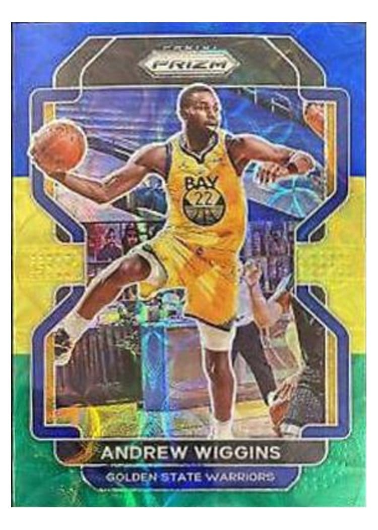 2021-22 Panini Prizm Base Set Andrew Wiggins Blue Yellow Green Choice Prizm #155 card