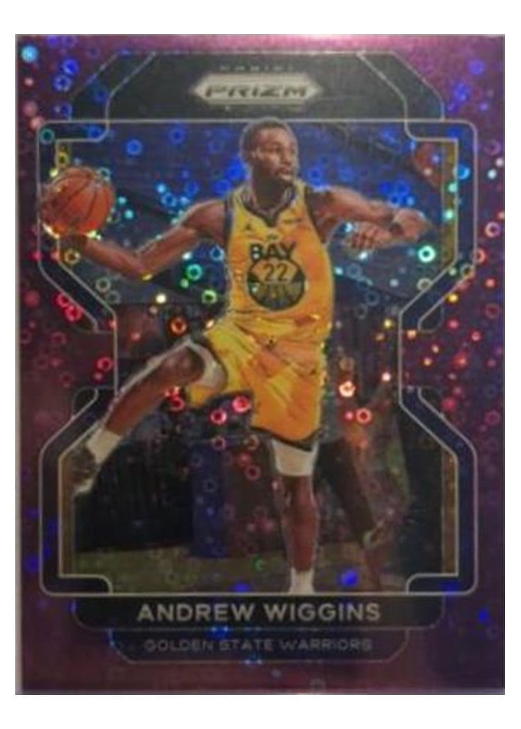 2021-22 Panini Prizm Base Set Andrew Wiggins Fast Break Purple Prizm #155 card