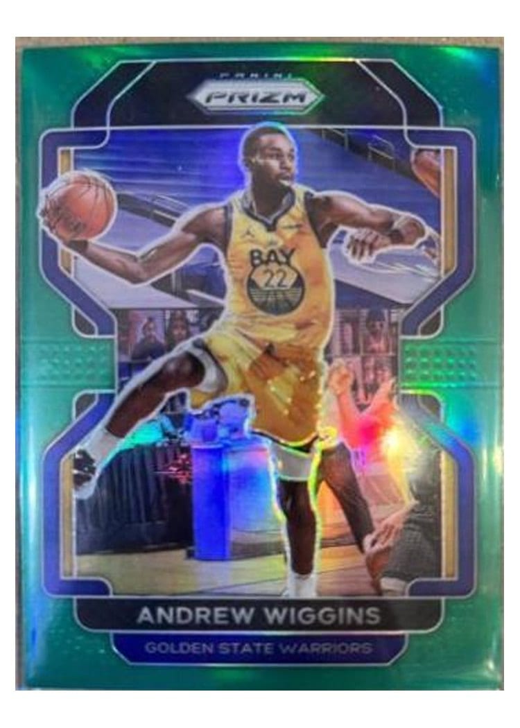 2021-22 Panini Prizm Base Set Andrew Wiggins Green Shimmer #155 card