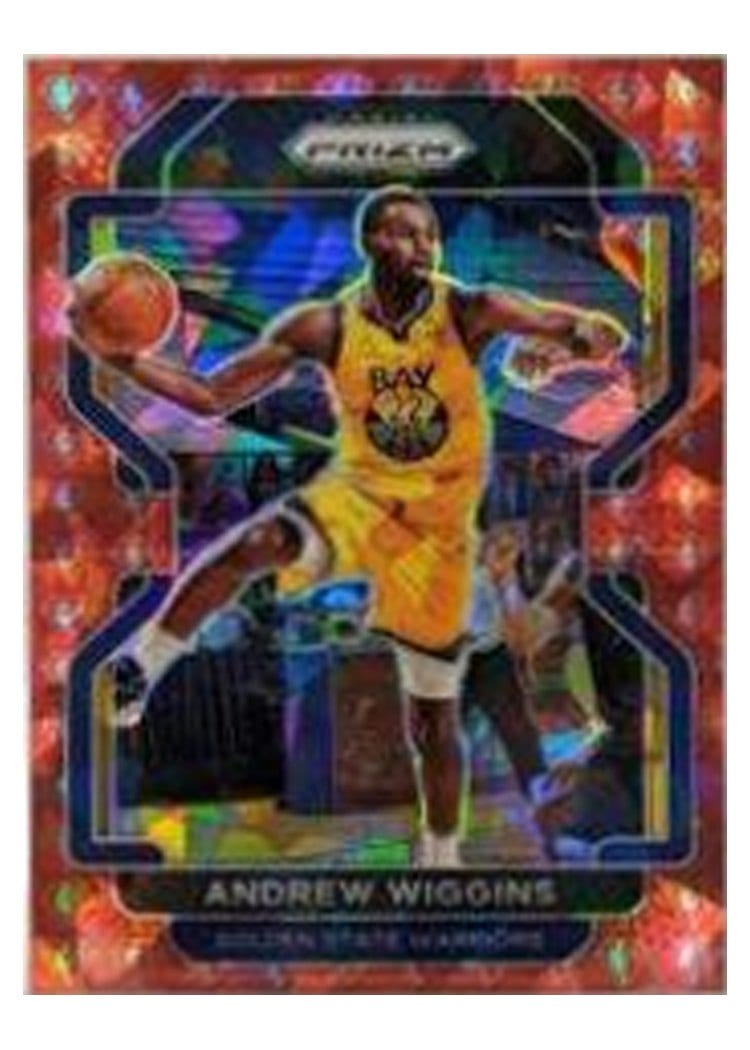 2021-22 Panini Prizm Base Set Andrew Wiggins 75th Anniversary Red Diamond Prizm #155 card
