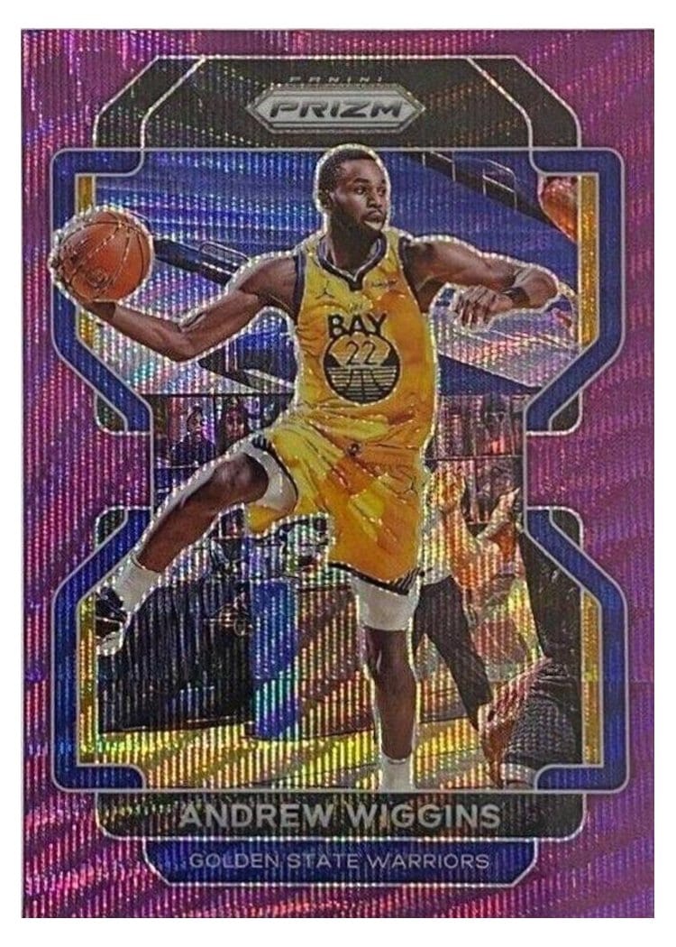 2021-22 Panini Prizm Base Set Andrew Wiggins Purple Wave #155 card
