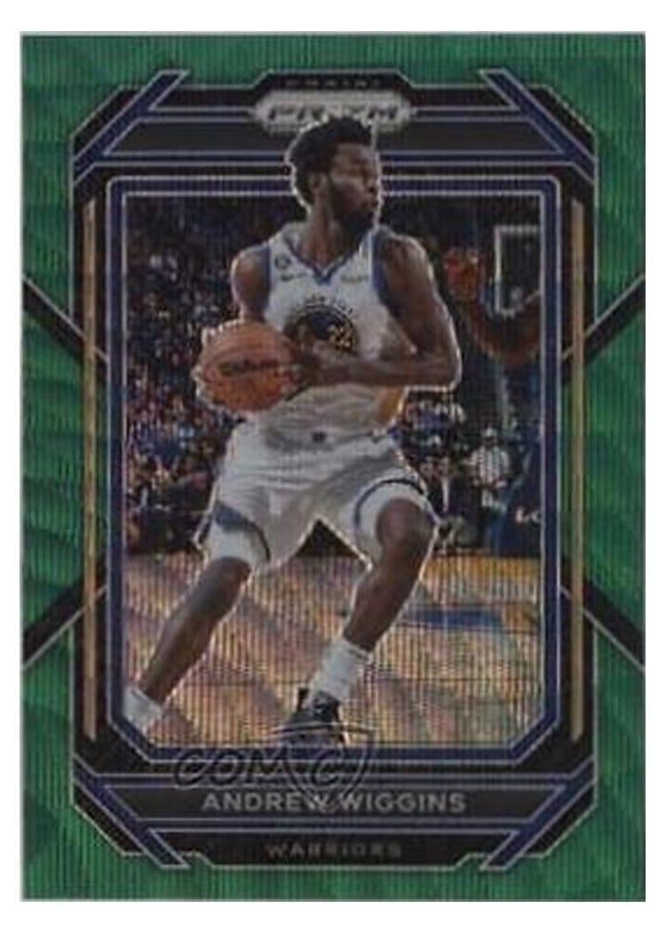 2022-23 Panini Prizm Base Set Andrew Wiggins Green Wave Prizm #114 card